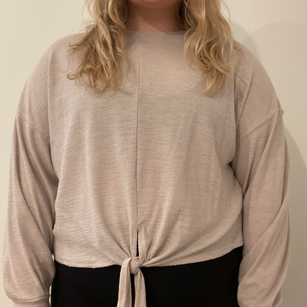 Front Tie Taupe Top